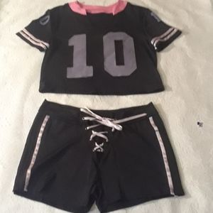 Football Style Crop Top and Shorts